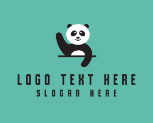 Wildlife - Waving Panda Animal logo design