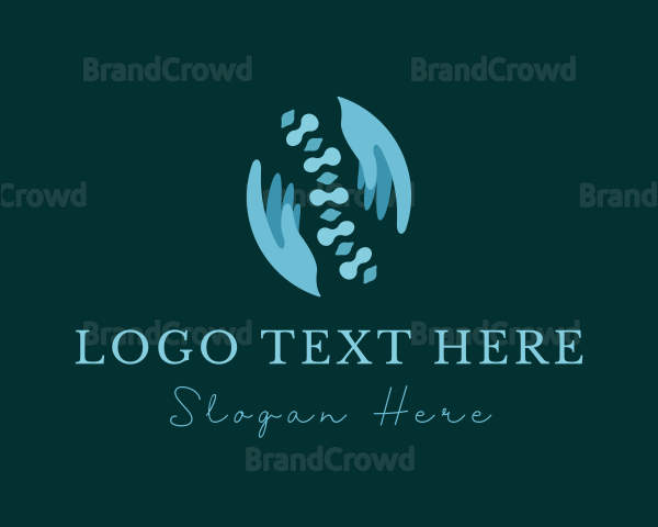 Chiropractor Spinal Cord Hands Logo