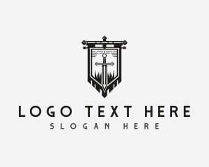 Investment - Sword Flag Banner logo design