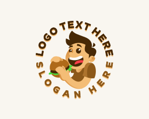 Hamburger - Fast Food Burger Guy logo design