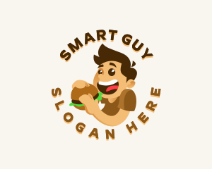 Fast Food Burger Guy logo design