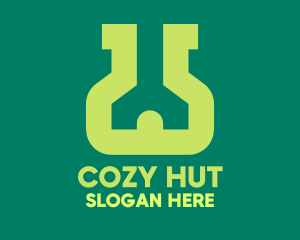 Hut - House Flask Lab logo design