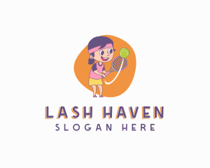 Cute Tennis Girl Player Logo