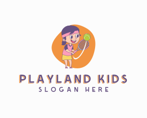 Cute Tennis Girl Player logo design