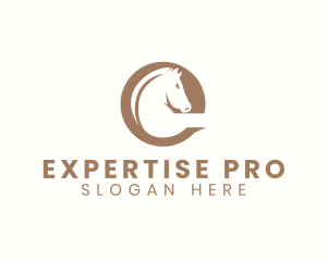 Fierce Stallion Horse Letter E logo design