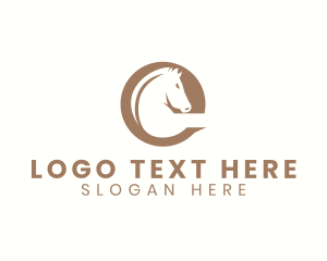 Stock Exchange - Fierce Stallion Horse Letter E logo design