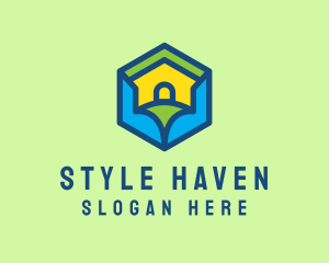 Hostel - Hexagon Home Realty logo design