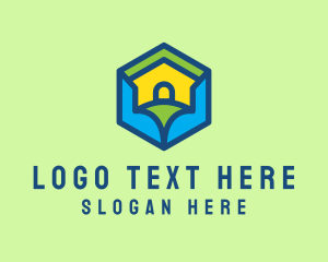Hostel - Hexagon Home Realty logo design