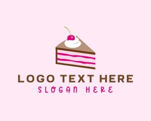 Cute Cake - Pink Cherry Cake logo design