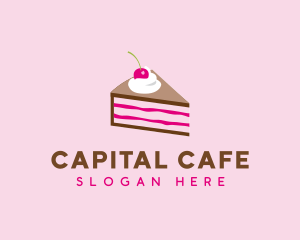 Cherry Cake Dessert logo design