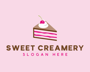 Cherry Cake Dessert logo design