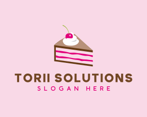 Cherry Cake Dessert logo design