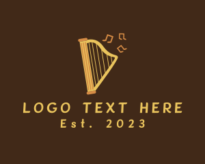 Instrument - Musical Harp Instrument logo design