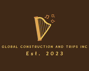 Record Label - Musical Harp Instrument logo design