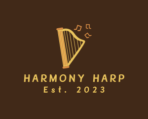 Harp - Musical Harp Instrument logo design