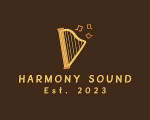 Musical Harp Instrument logo design