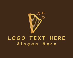 Musical Harp Instrument Logo