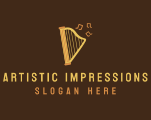 Musical Harp Instrument logo design