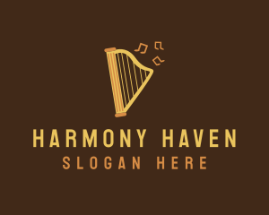 Musical Harp Instrument logo design