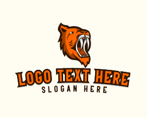Saber Tooth - Feline Tiger Fangs logo design