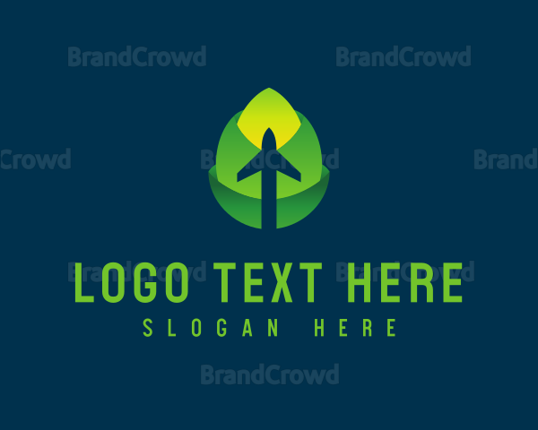 Eco Leaf Airplane Travel Logo