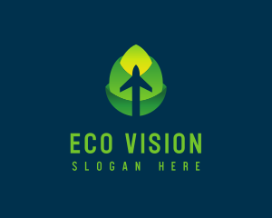 Eco Leaf Airplane Travel logo design