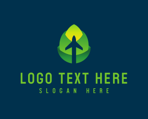 Eco Leaf Airplane Travel Logo