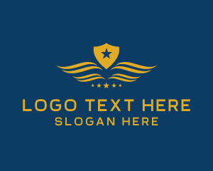 Yellow - Star Shield Wings logo design