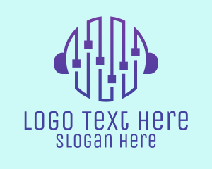 Producer - DJ Headphones Mixer logo design