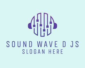 DJ Headphones Mixer logo design