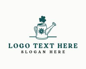 Organic - Clover Leaf Watering Can logo design