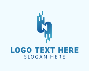 Application - Pixel Glitch Letter N logo design