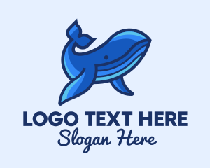Humpback Whale - Blue Marine Whale logo design