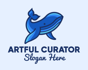 Blue Marine Whale logo design