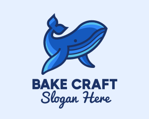 Blue Marine Whale logo design