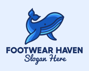 Blue Marine Whale logo design