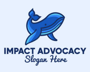 Blue Marine Whale logo design