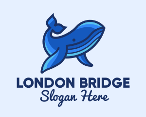 Blue Marine Whale logo design