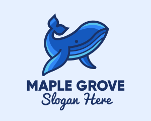 Blue Marine Whale logo design