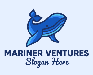 Blue Marine Whale logo design