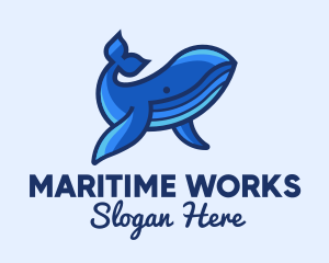 Blue Marine Whale logo design