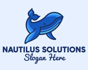 Blue Marine Whale logo design