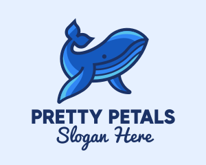 Blue Marine Whale logo design