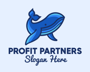 Blue Marine Whale logo design