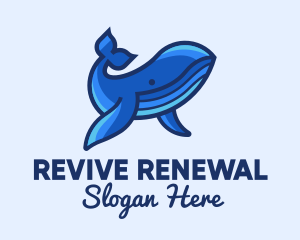 Blue Marine Whale logo design