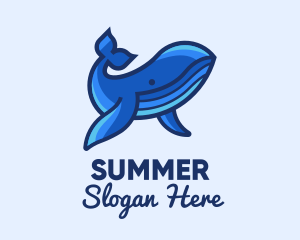 Blue Marine Whale logo design