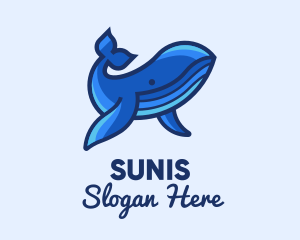 Blue Marine Whale logo design