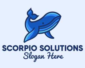 Blue Marine Whale logo design