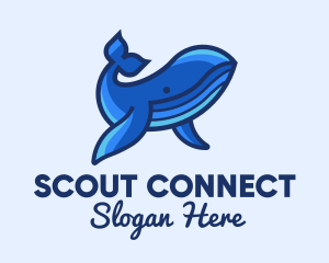 Blue Marine Whale logo design