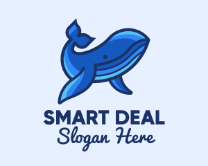 Blue Marine Whale logo design